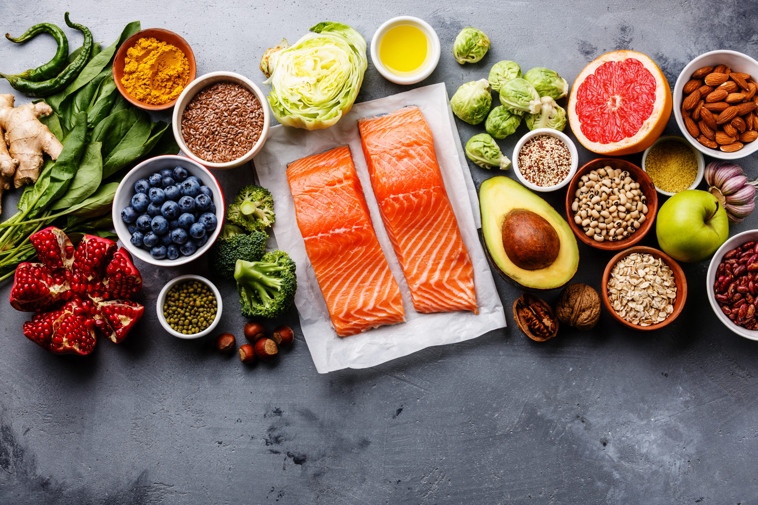 Clean eating healthy food spread