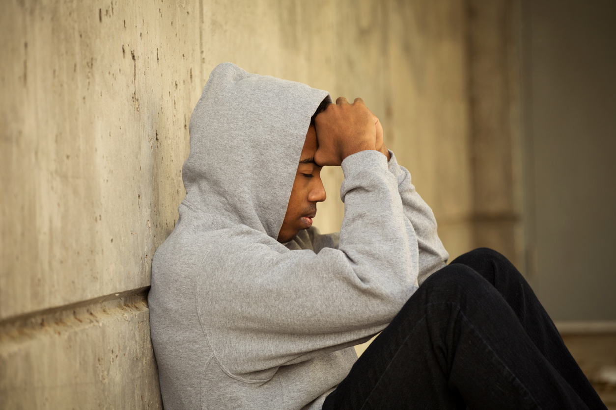 African American teen feeling sad